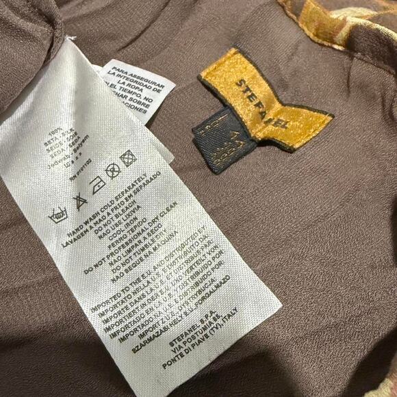 Stefanel Light Brown & Yellow Floral Silk Ruffle Tiered Asymmetrical Fairy Skirt - Picture 7 of 7